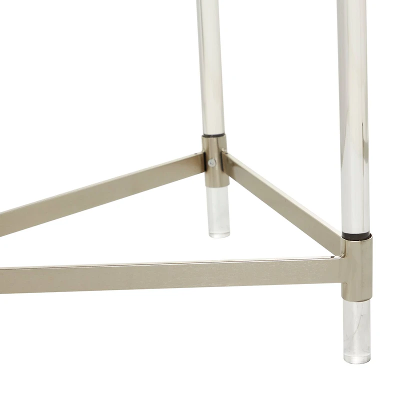 Silver Metal Contemporary Console Table, 44" x 19" x 33"