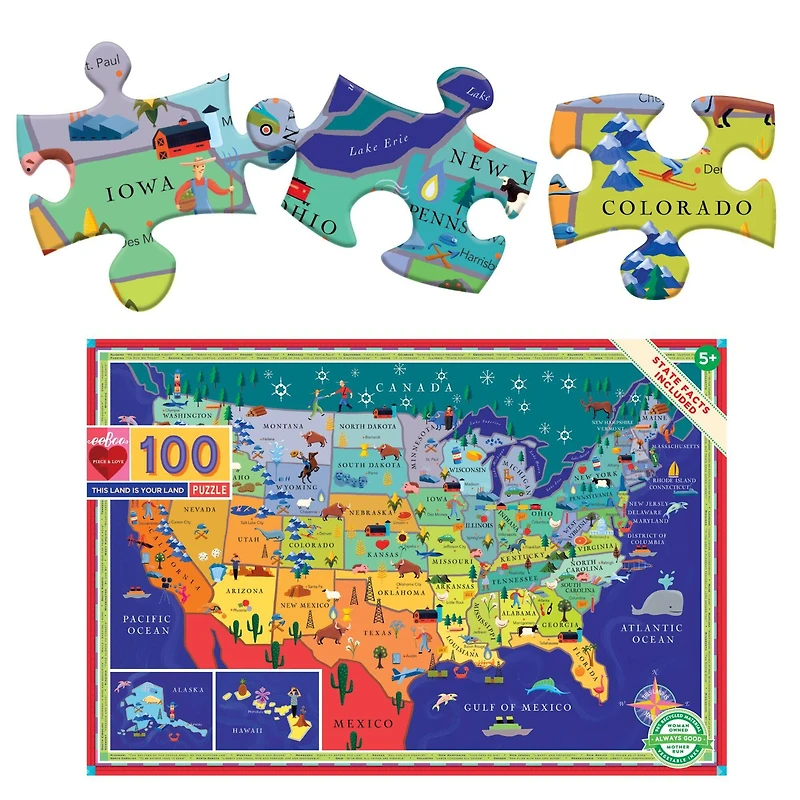 eeBoo This Land Is Your Land 100 Piece Puzzle