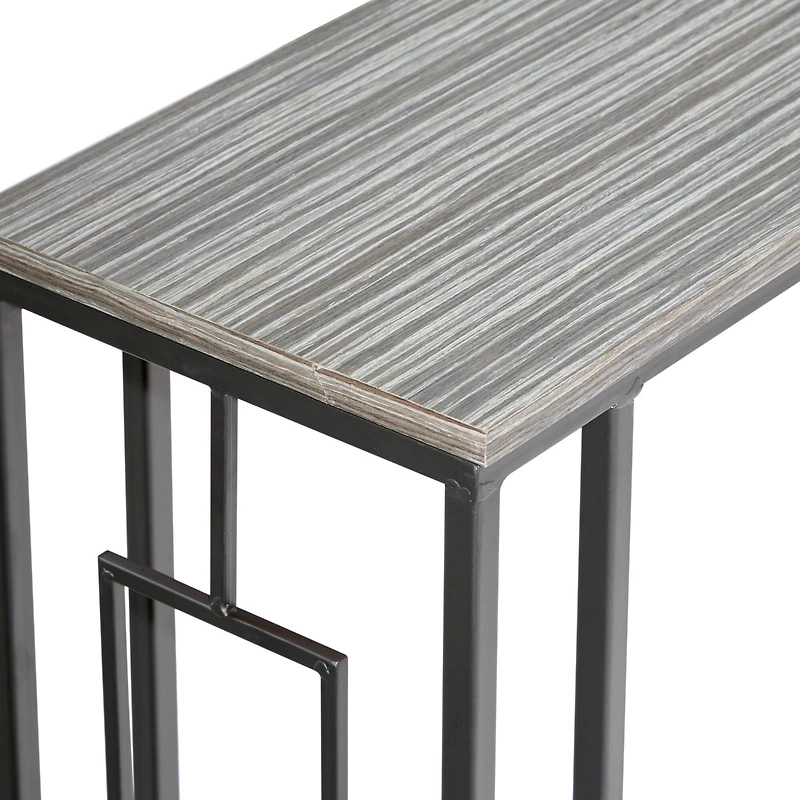 2ft. Gray Iron and Wood Contemporary Accent Table