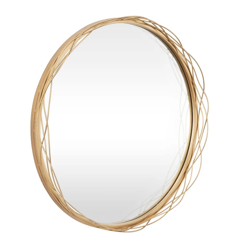 Gold Metal Glam Wall Mirror, Set of  24" x 24" x 3"