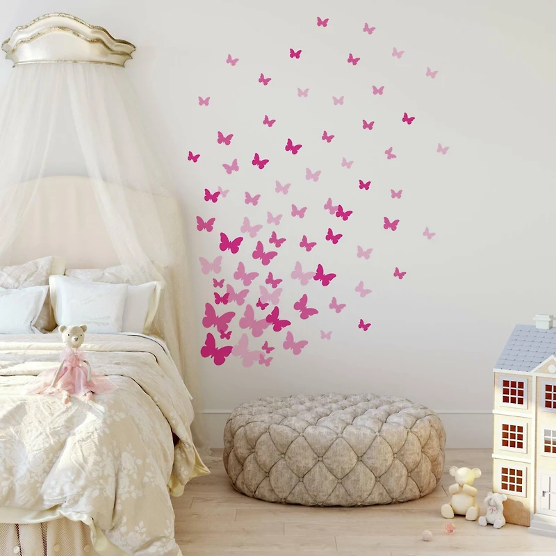 RoomMates Pink Flutter Butterflies Peel & Stick Wall Decals