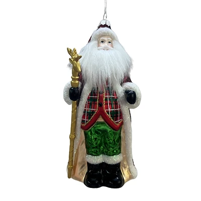 7.5" Santa with Reindeer Staff Glass Ornament by Ashland®