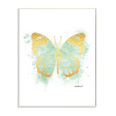 Stupell Industries Seafoam Green Butterfly Watercolor Paint Splatter Wall Plaque