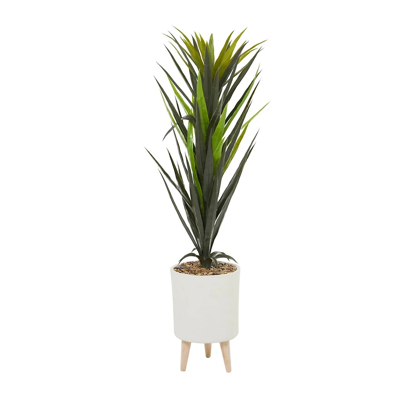 4ft. Modern Style Aloe Vera Artificial Foliage in White Pot