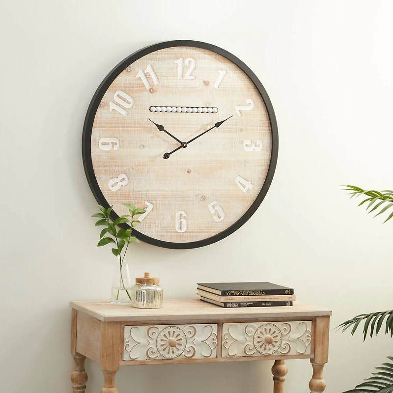Brown Farmhouse Wood Wall Clock, 32" x 32"
