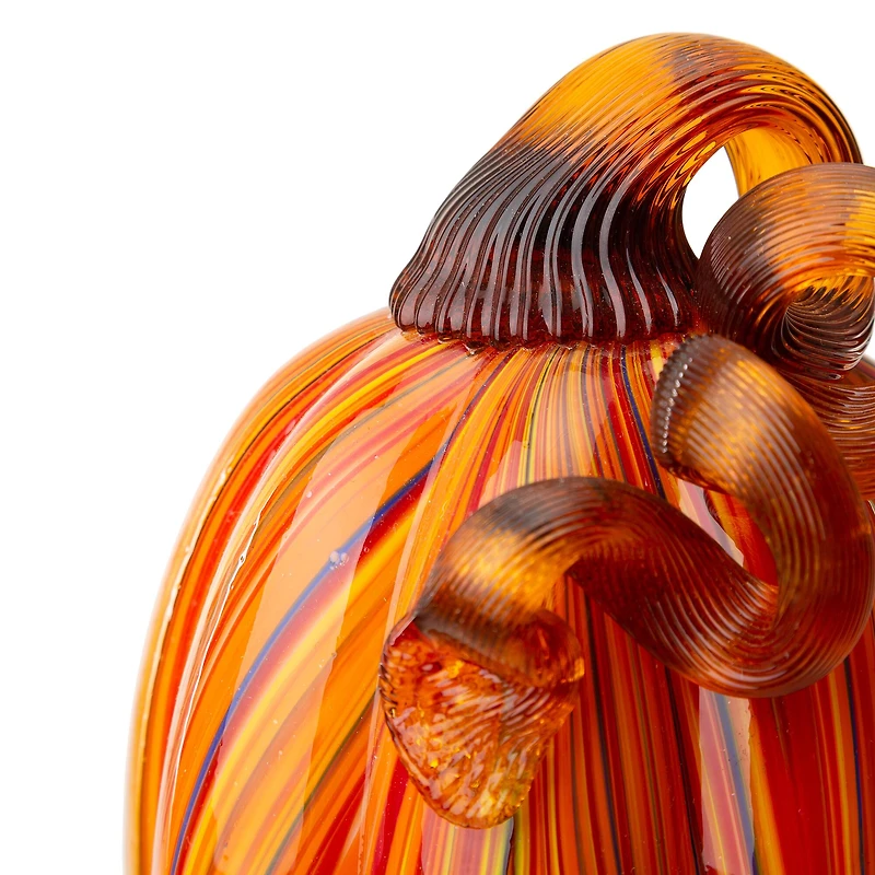 Glitzhome® 5.5" Multi Striped Glass Pumpkin