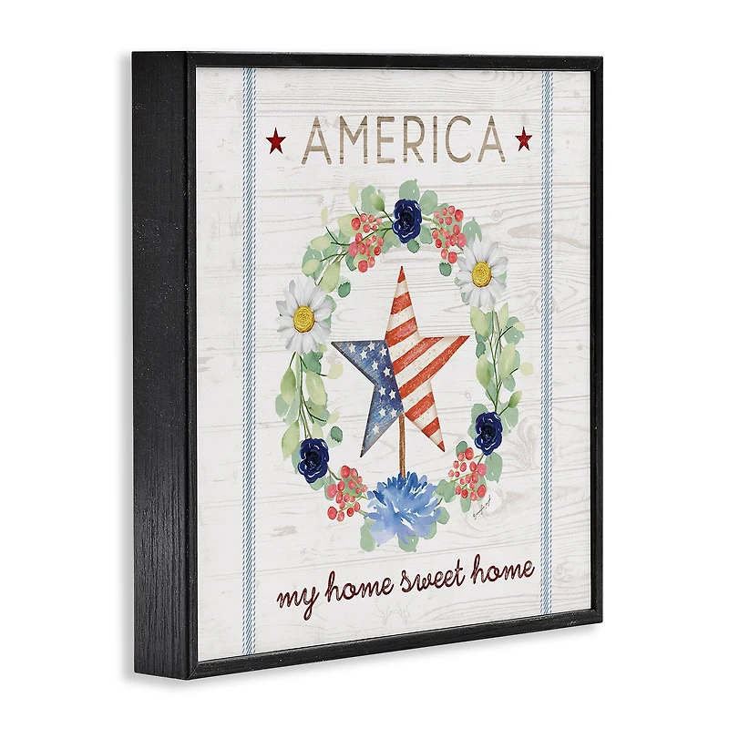 Stupell Industries America My Sweet Home Daisy Wreath Framed Giclee Art