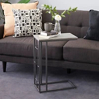 2ft. Gray Iron and Wood Contemporary Accent Table