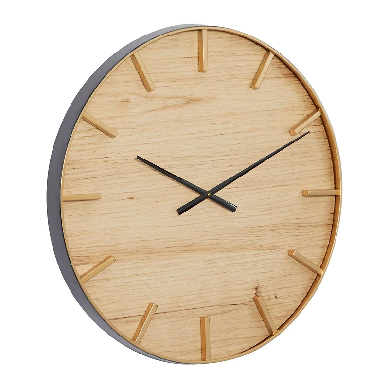 Brown Rustic Wood Wall Clock, 24" x 24"