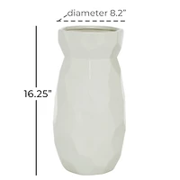 CosmoLiving by Cosmopolitan White Ceramic Modern Vase, 16" x 8" x 8"