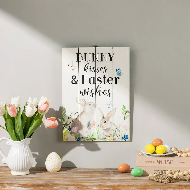 Glitzhome® 18" Easter Wooden Bunny Wall Décor