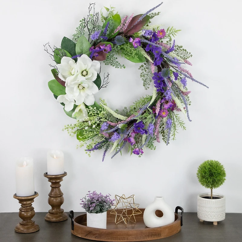 24" Mixed Wildflowers & Magnolias Wreath