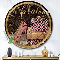Designart Gold Fabulous Life Style III Glam Wall Clock