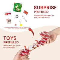 Glitzhome® 12PK 1.25"D x 10"H Candy Cane Christmas Party Crackers with Gift Contents