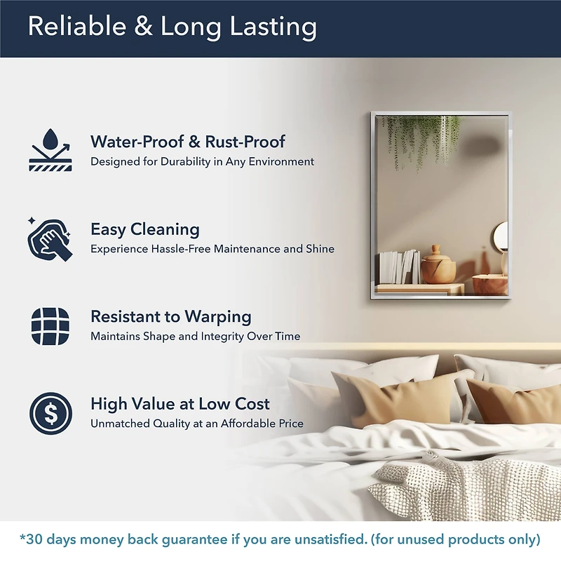 Head West Chrome Stainless Steel Beveled Wall Mirror