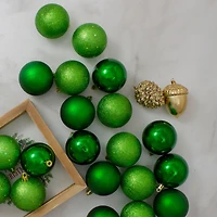 24ct. 2.5"  Xmas Green 4-Finish Shatterproof Christmas Ball Ornaments