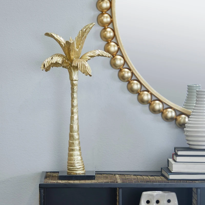 The Novogratz Gold Polystone Coastal Nature Sculpture, 9" x 7" x 20"