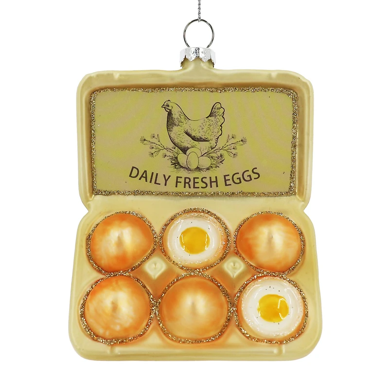 4.25" Half Dozen Eggs Glass Ornament by Ashland®