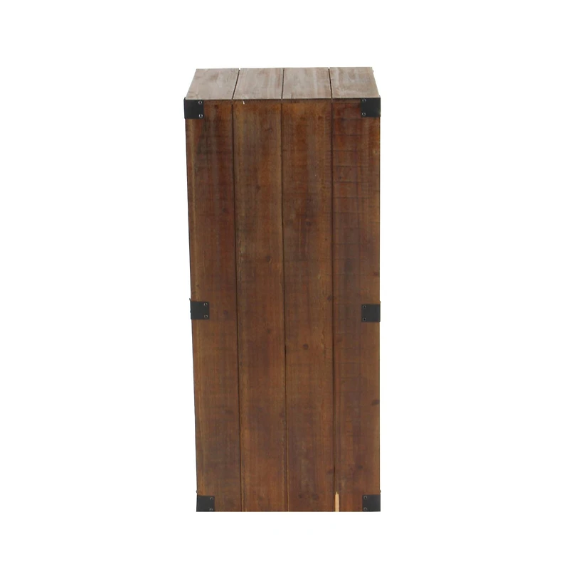 Set of 5" Brown Wood Farmhouse Pedestal Table, 36", 30", 24", 18", 12"