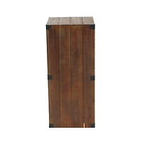 Set of 5" Brown Wood Farmhouse Pedestal Table, 36", 30", 24", 18", 12"