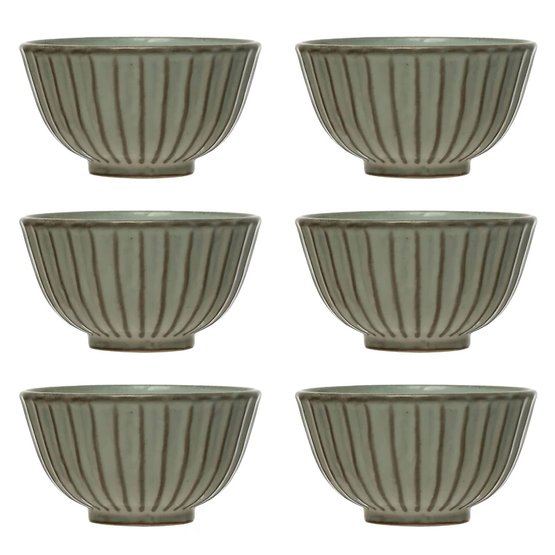 Hello Honey® 4" Reactive Glaze Stoneware Pleated Bowl Set