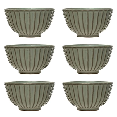 Hello Honey® 4" Reactive Glaze Stoneware Pleated Bowl Set