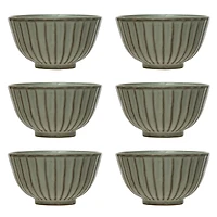 Hello Honey® 4" Reactive Glaze Stoneware Pleated Bowl Set