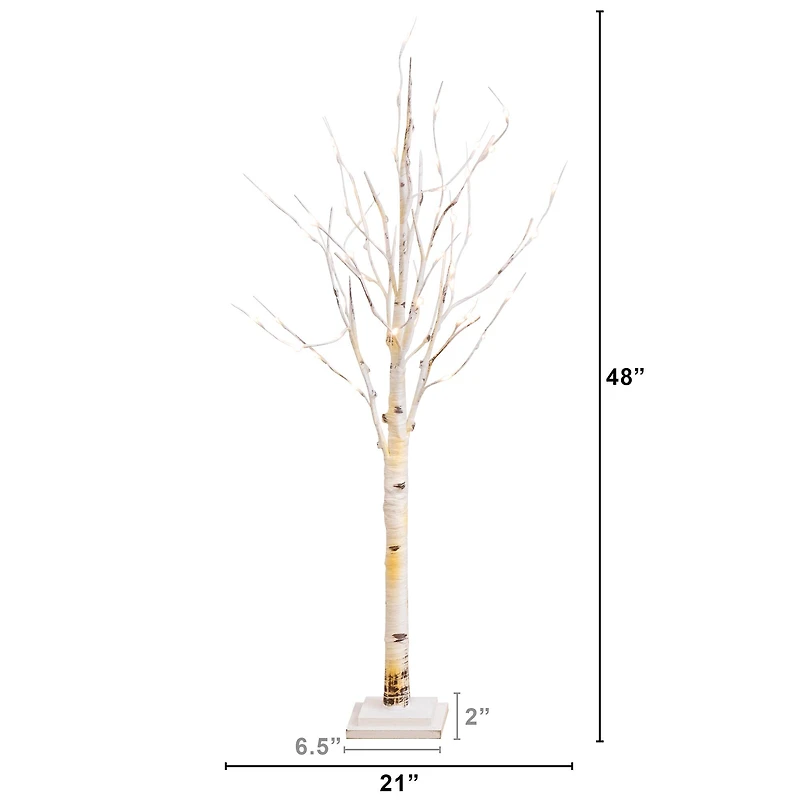4ft. Pre-Lit Birch Artificial Christmas Tree, Warm White LED Lights