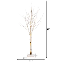 4ft. Pre-Lit Birch Artificial Christmas Tree, Warm White LED Lights