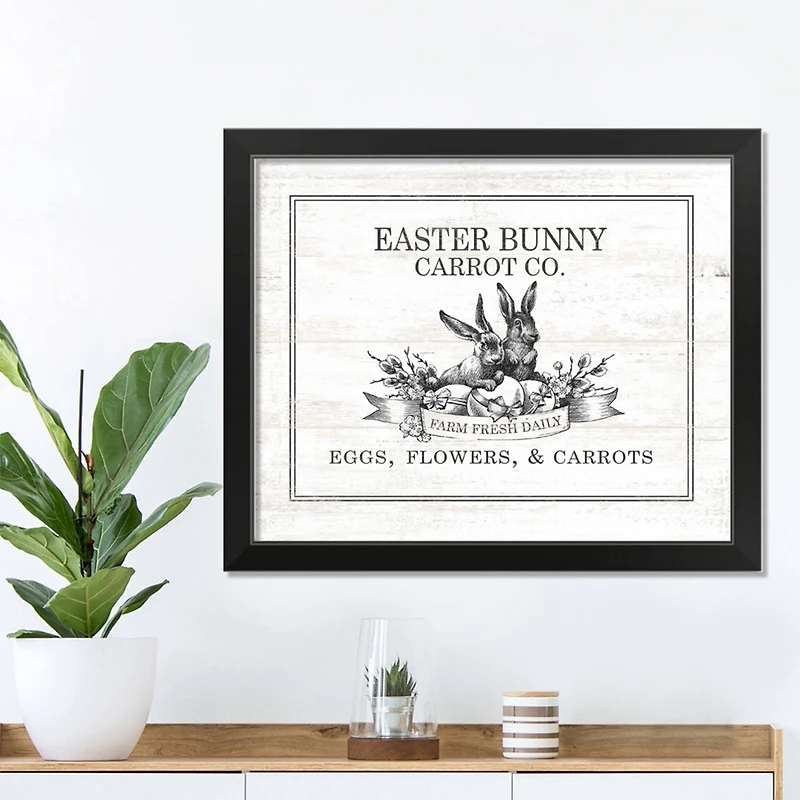 Easter Bunny Carrot Farm 5 16" x 20" Black Framed Print Under Plexiglass