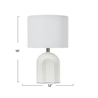 Hello Honey® 19" Carved Arch Stoneware Table Lamp with Linen Drum Shade