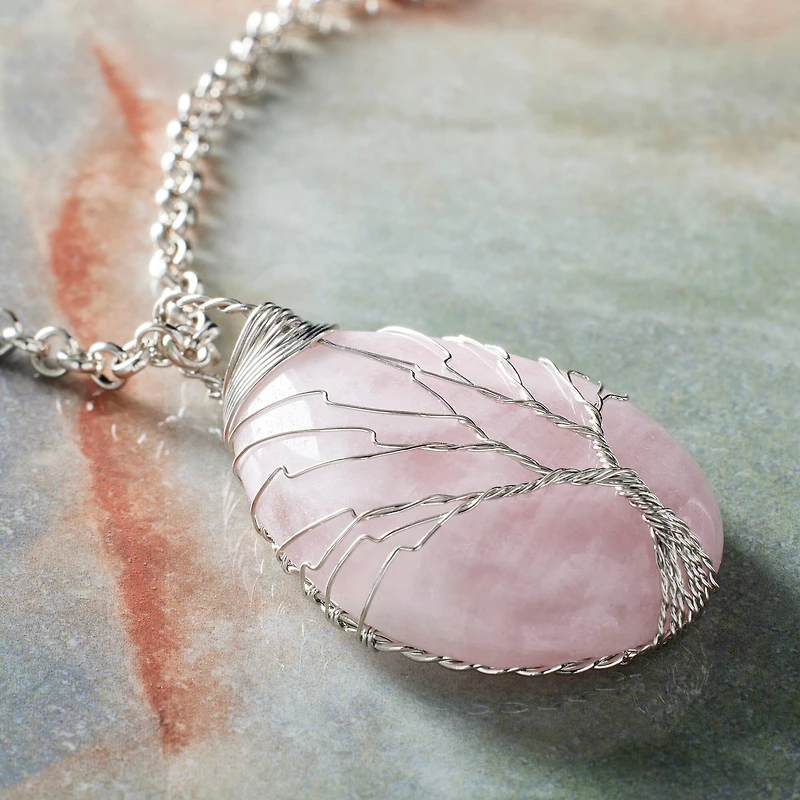 Signature Rose Quartz Wire Wrapped Pendant by Bead Landing™