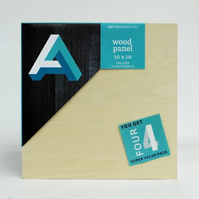 Art Alternatives 4 Pack 10" x 10" Value Pack Classic Gallery Wood Panel