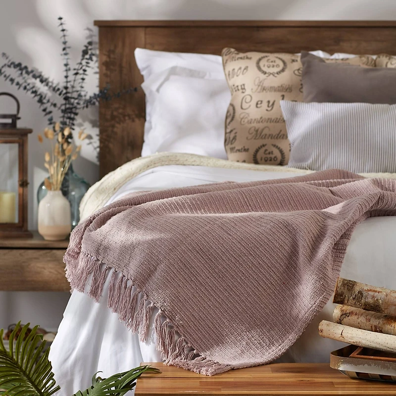 DII® Dusty Lilac Solid Ribbed Throw