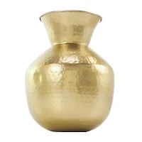 13" Gold Hammered Texture Metal Vase