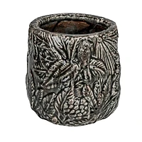 Hello Honey® 7" Gray Embossed Pattern Decorative Terra Cotta Planter