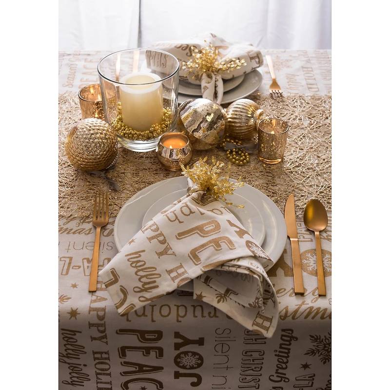 DII® 84" Gold Christmas Collage Tablecloth
