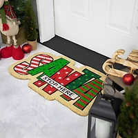 Red and Green "Santa Stop Here" Outdoor Christmas Doormat 18" x 30"