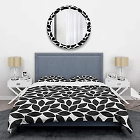 Designart 'Monochrome Geometric Pattern XII' Mid-Century Duvet Cover Set
