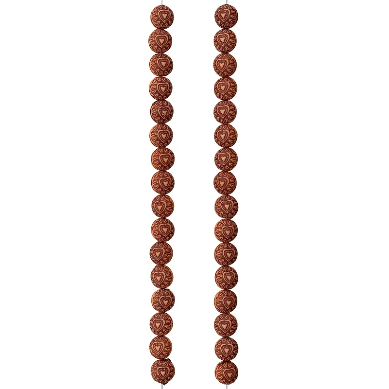 12 Packs: 32 ct. (384 total)  Amber Heart Design Resin Round Beads, 10mm by Bead Landing™