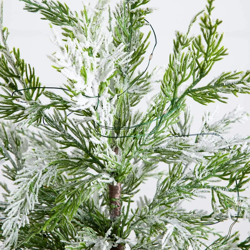 18" Pre-Lit Snowed Cypress Artificial Potted Christmas Tree