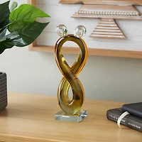 12" Amber Yellow Glass Abstract Infinity Sculpture