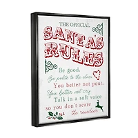 Stupell Industries Official Santa's Rules Christmas List Framed Floater Canvas Wall Art