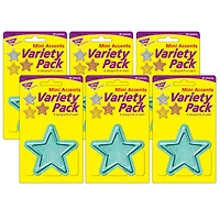 Trend I Heart Metal Stars Mini Accents Variety Pack, 6 Packs of 36
