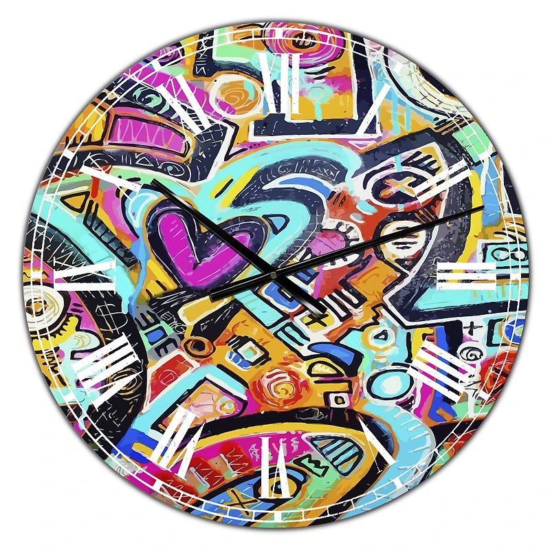 Designart 'Peacock Love Shimmy Large Modern Wall Clock