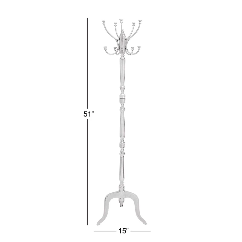 60" Silver Metal Traditional Coat Rack