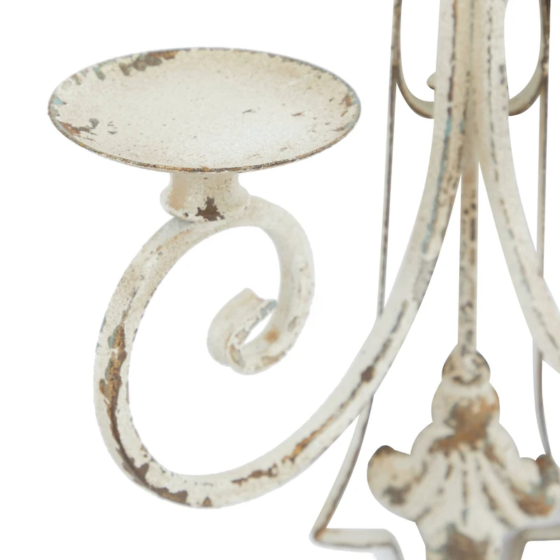 White Iron French Country Wall Sconce, 24" x 17" x 5"