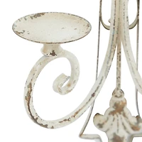 White Iron French Country Wall Sconce, 24" x 17" x 5"