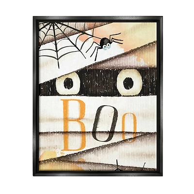 Stupell Industries Boo Creepy Eyes Peeking Framed Floater Canvas Wall Art