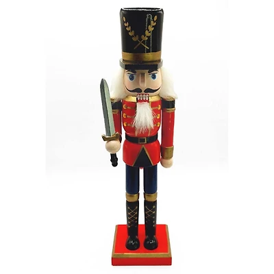 Wizardi 11.75" Classic Wooden Christmas Swordsman Nutcracker Festive Decoration